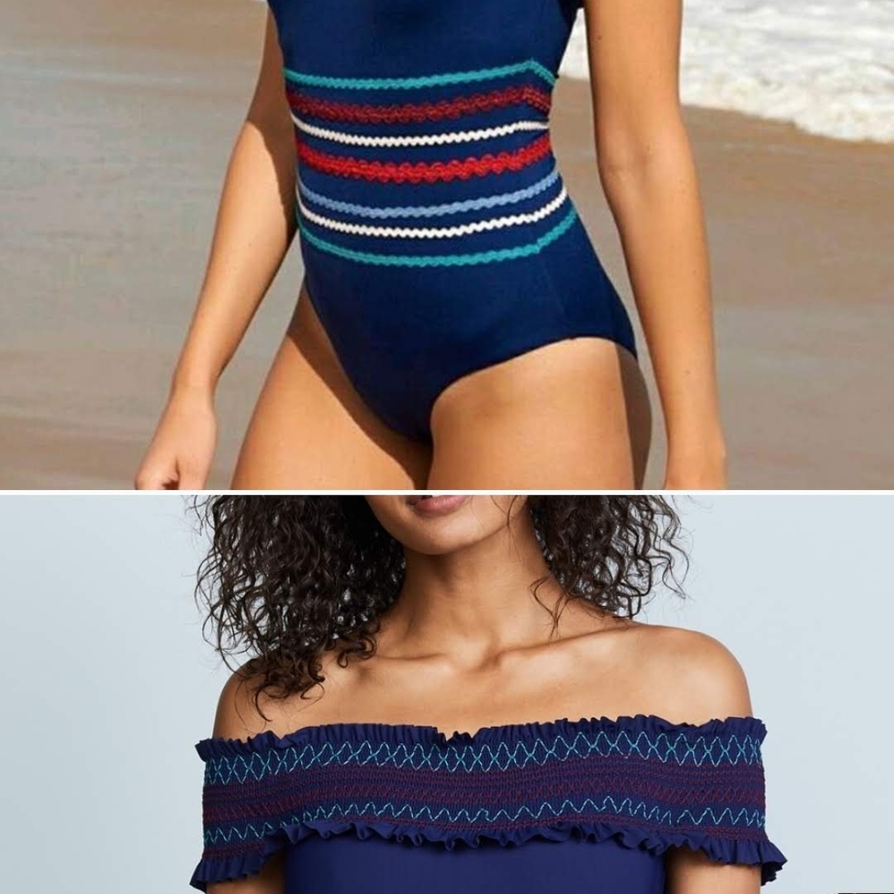 Red Carter Navy Multicolor One Piece Swimsuit